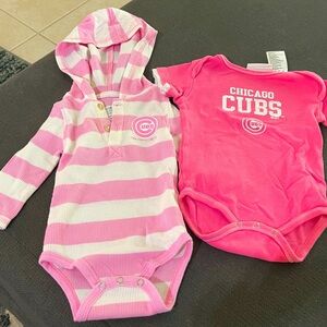 Set of 2 pink Chicago Cubs onesie. Size 3-6 months. Girls. MLB brand